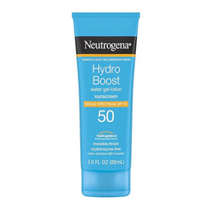 Neutrogena Hydro Boost Water Gel Sunscreen SPF 50, Oil‑Free Hydrating & Water‑Resistant Face & Body Sunscreen Lotion, Non‑Greasy, Broad Spectrum, Lightweight Moisturizer, 3 fl oz, Pack of 3
