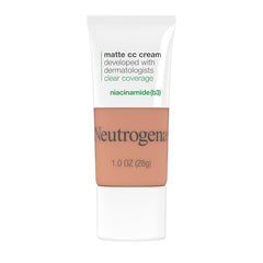 Neutrogena Clear Coverage Flawless Matte CC Cream, Full-Coverage Color Correcting Cream Face Makeup with Niacinamide (b3), Hypoallergenic, Oil Free & Fragrance Free, Fawn, 1 oz