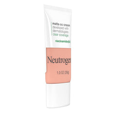 Neutrogena Clear Coverage Flawless Matte CC Cream, Full-Coverage Color Correcting Cream Face Makeup with Niacinamide (b3), Hypoallergenic, Oil Free &-Fragrance Free, Apricot, 1 oz