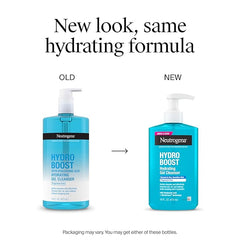 Neutrogena Hydro Boost Face Wash,Fragrance Free,Hydrating Facial Cleanser with Hyaluronic Acid,Daily Foaming Face Wash & Makeup Remover,Hypoallergenic Gel Cleanser,16 fl. oz,(Pack of 2)