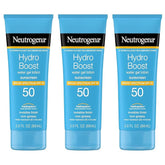 Neutrogena Hydro Boost Water Gel Moisturizing Sunscreen Lotion, Broad Spectrum Sunblock SPF 50, Water Resistant Travel Size Sunscreen For Sensitive Skin, 3 FL OZ (3-Pack)