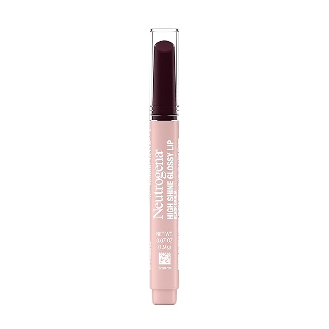 Neutrogena High Shine Glossy Lip, Nourishing Lip Gloss with Maracuja Oil, Antioxidant Vitamin E & Vitamins, Non-Retractable, Buildable Pigmented Color, Black Dahlia, 0.07 Oz