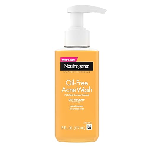 Neutrogena Oil-Free Acne Face Wash, Breakout Prone Skin Facial Cleanser with 2% Salicylic Acid Acne Treatment for Face, 6 fl. oz