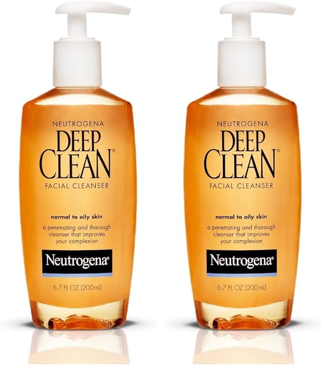 Neutrogena Deep Clean Daily Facial Cleanser with Beta Hydroxy Acid for Normal to Oily Skin,Alcohol-Free,Oil-Free & Non-Comedogenic,6.7 fl. oz,(Pack of 2)