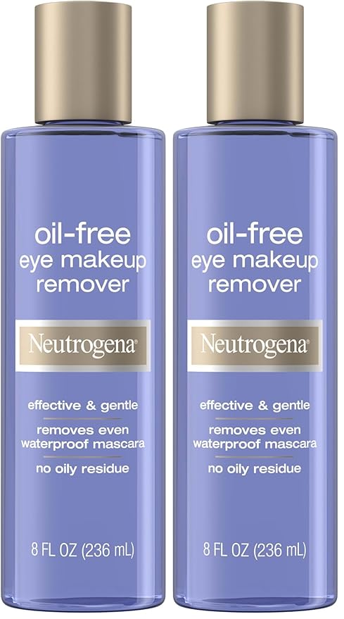 Neutrogena Gentle Oil-Free Eye Makeup Remover & Cleanser for Sensitive Eyes, Dissolves Waterproof Mascara, Dermatologist & Ophthalmologist Tested, 8 fl. oz (Pack of 2)