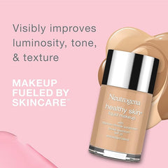 Neutrogena Healthy Skin Liquid Makeup Foundation with Broad Spectrum SPF 20 Sunscreen, Medium Coverage Foundation with Nourishing Pro-Vitamin B5, Chestnut 135, 1 fl. oz