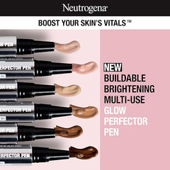 Neutrogena Healthy Skin Glow Perfector Concealer Pen, Lightweight Liquid Makeup for Face with Pro-Vitamin B5 & Vitamin E for a Radiant Finish, Medium, 0.1 oz